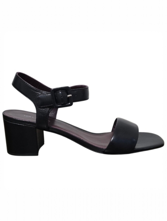 Tory Burch Black Double T City 55MM Leather Block Heel Sandal Size 9